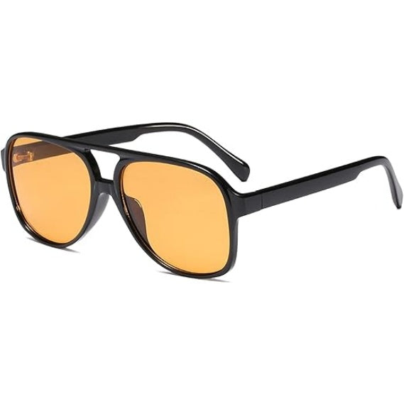 Retro Large Frame Aviator Sunglasses, Unisex Vintage 70s Style