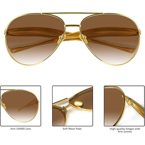 Gold Retro Oversized Aviator Sunglasses