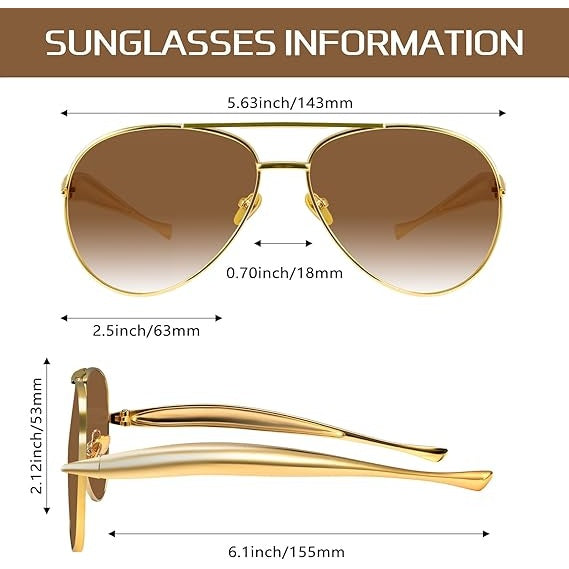 Gold Retro Oversized Aviator Sunglasses