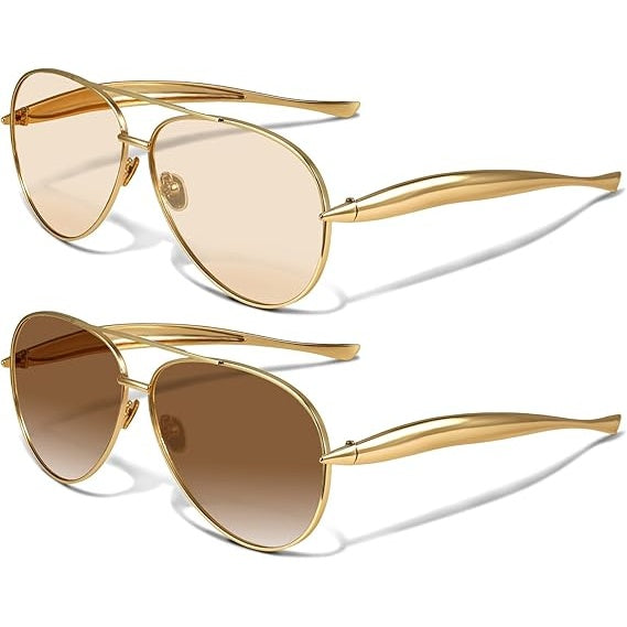 Gold Retro Oversized Aviator Sunglasses