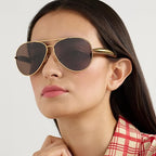 Gold Retro Oversized Aviator Sunglasses